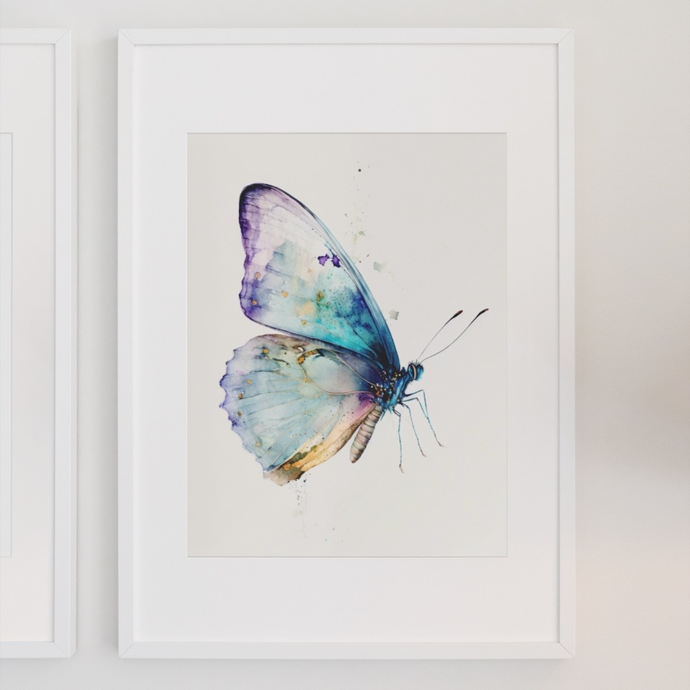 Watercolor Butterfly Wall Art Illustration Print Poster Unframed - Picture 3 of 6